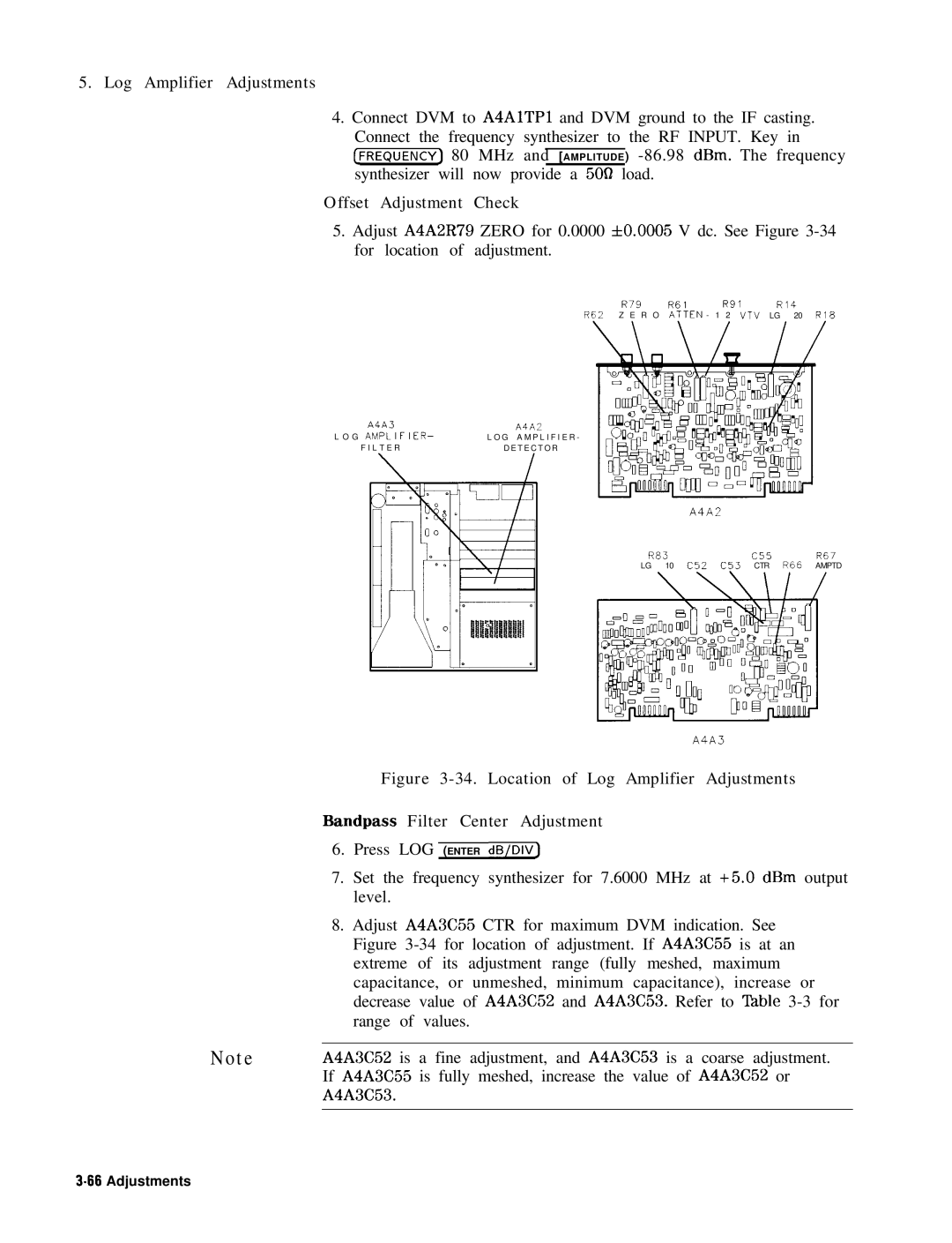 HP 8568B manual Offset Adjustment Check 