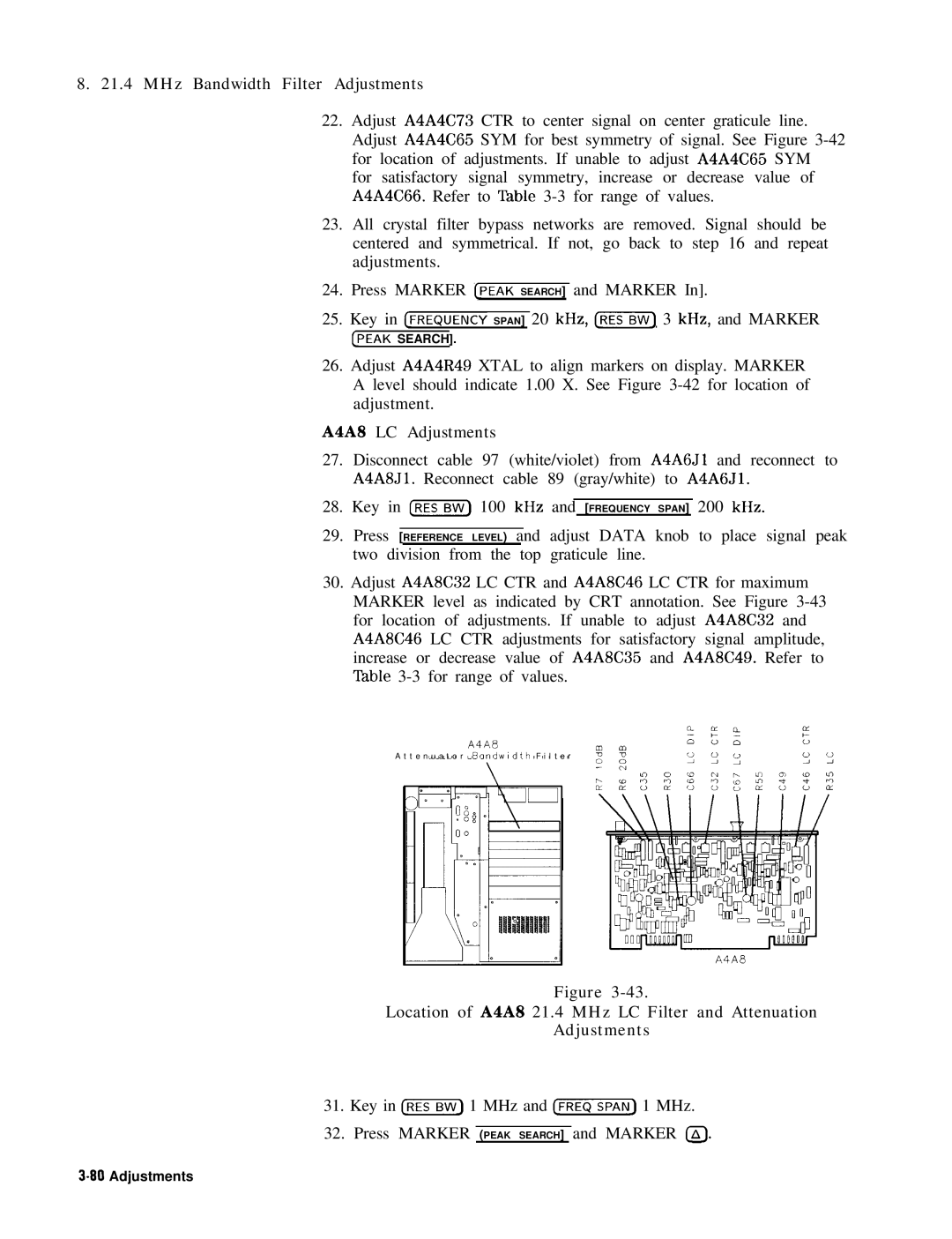 HP 8568B manual A4A8 LC Adjustments 