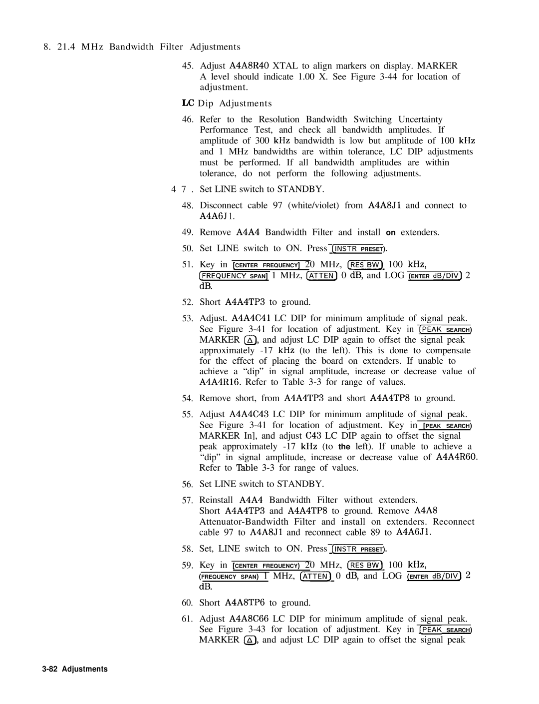 HP 8568B manual LC Dip Adjustments 