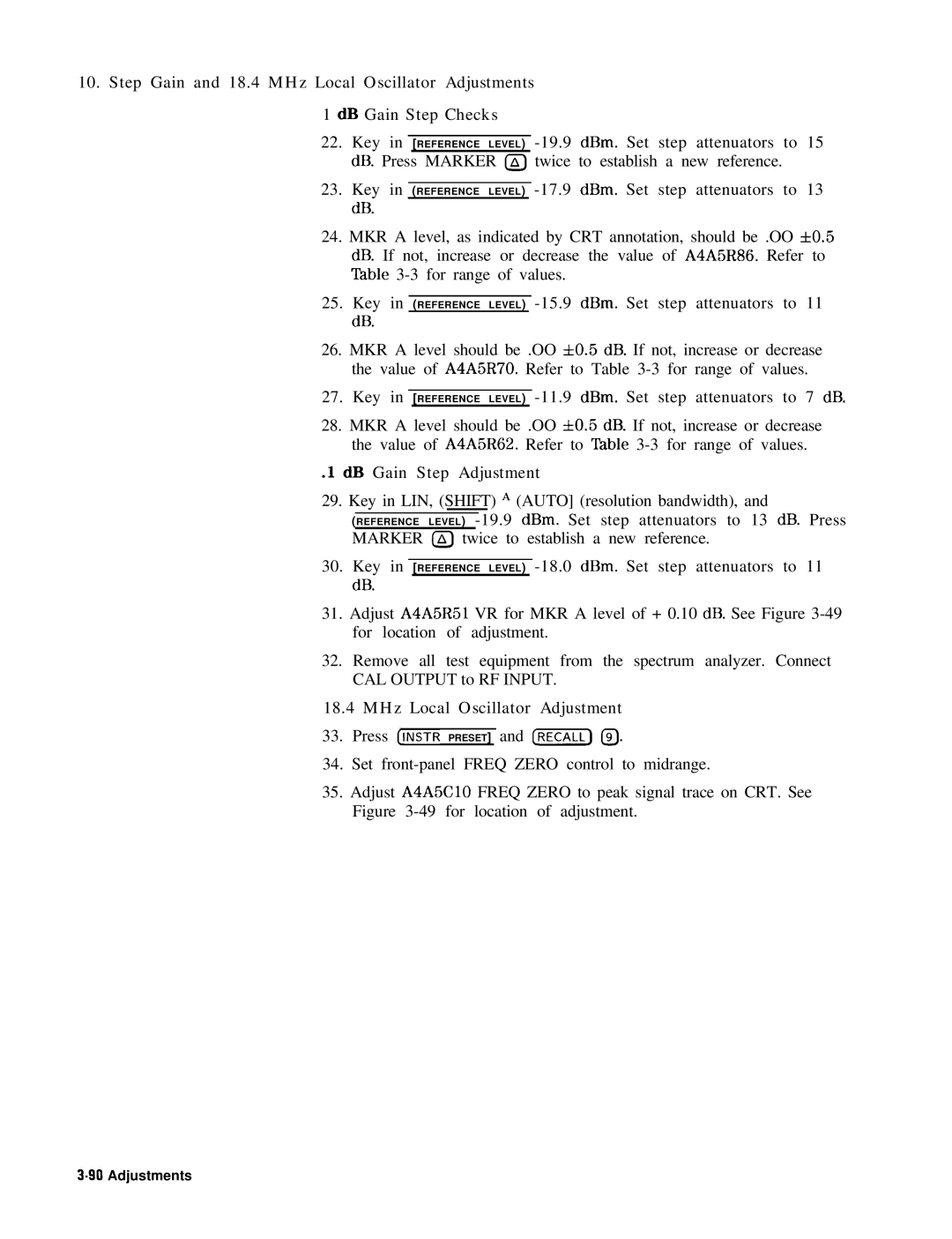 HP 8568B manual MHz Local Oscillator Adjustment 