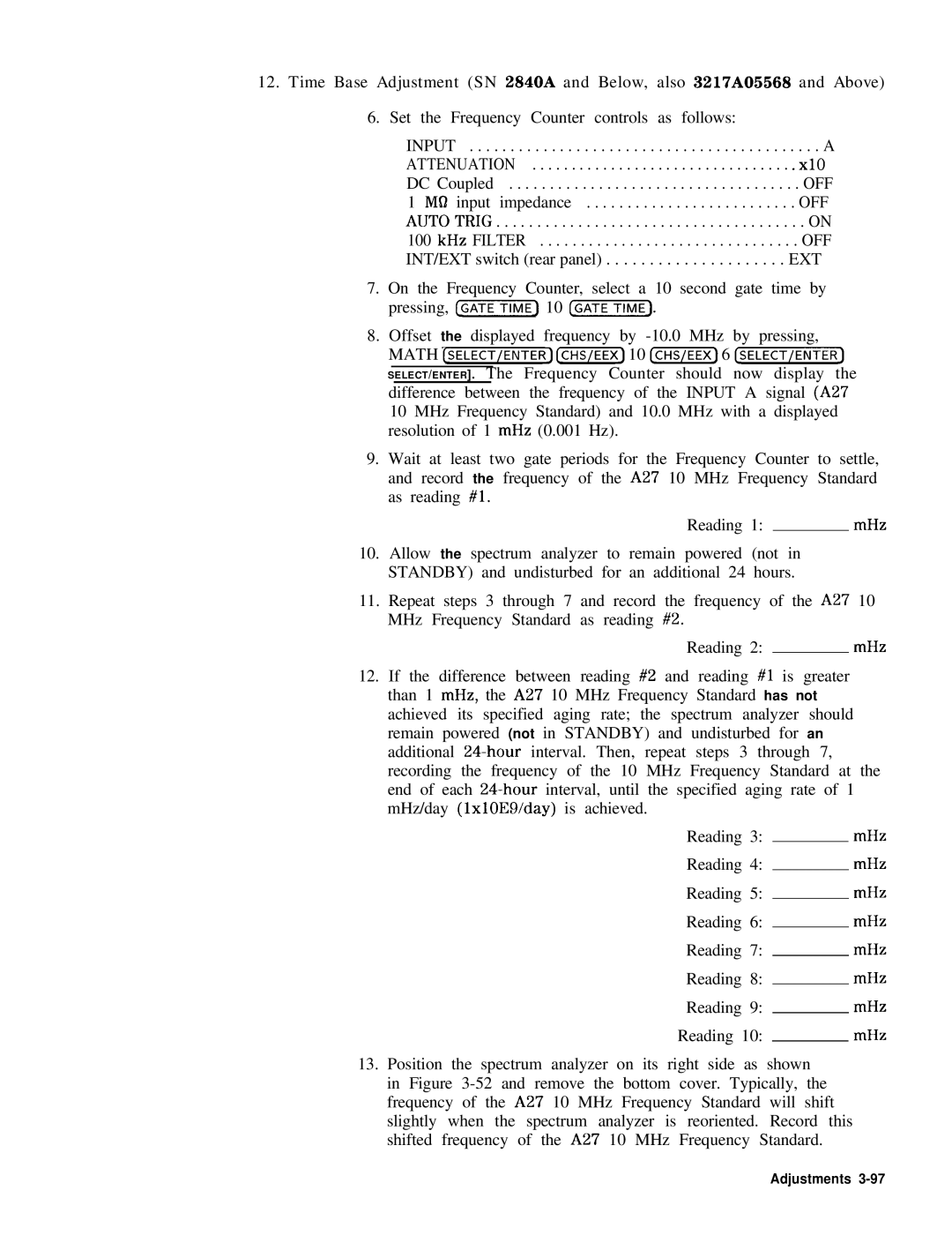 HP 8568B manual Set the Frequency Counter controls as follows 