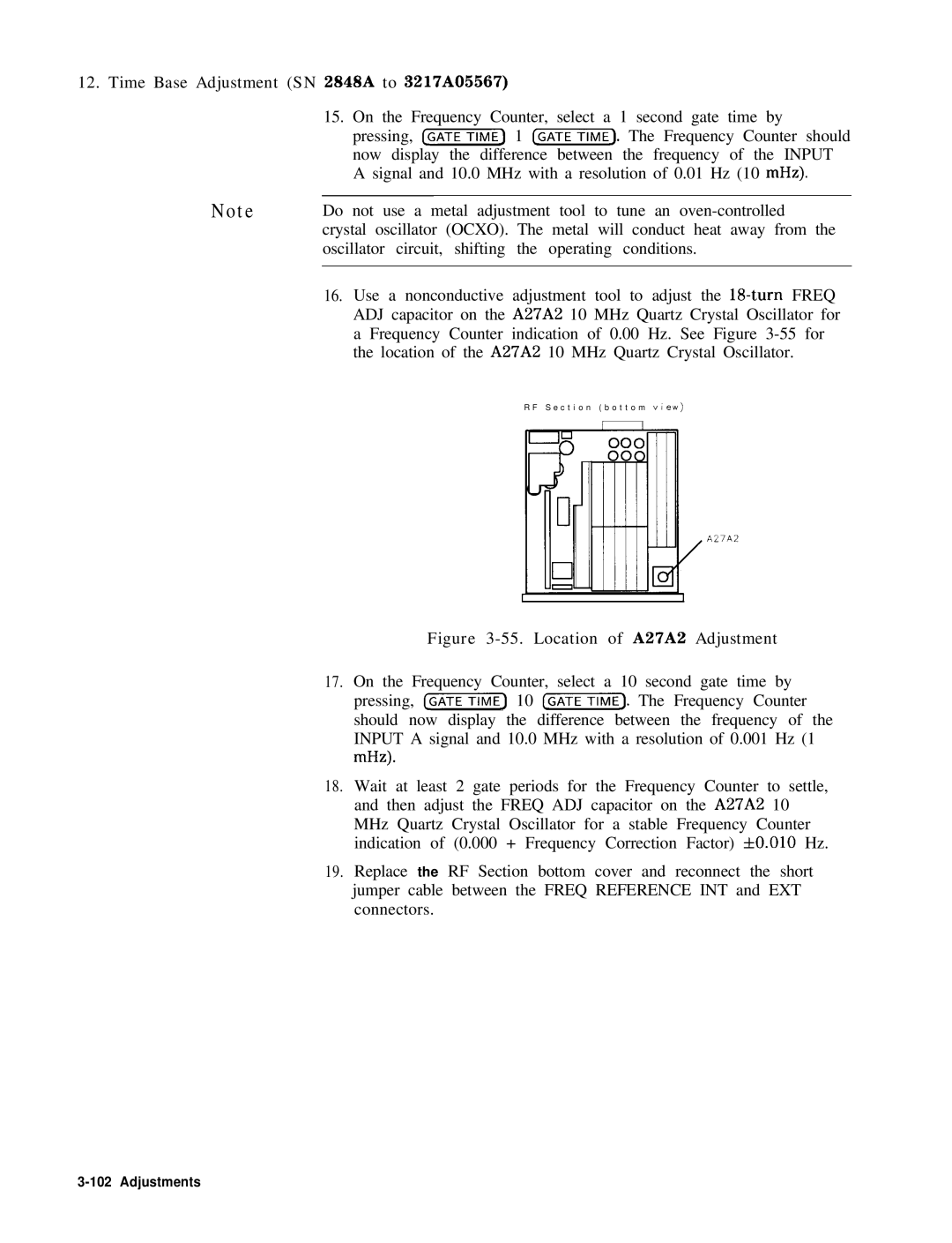 HP 8568B manual Location of A27A2 Adjustment 