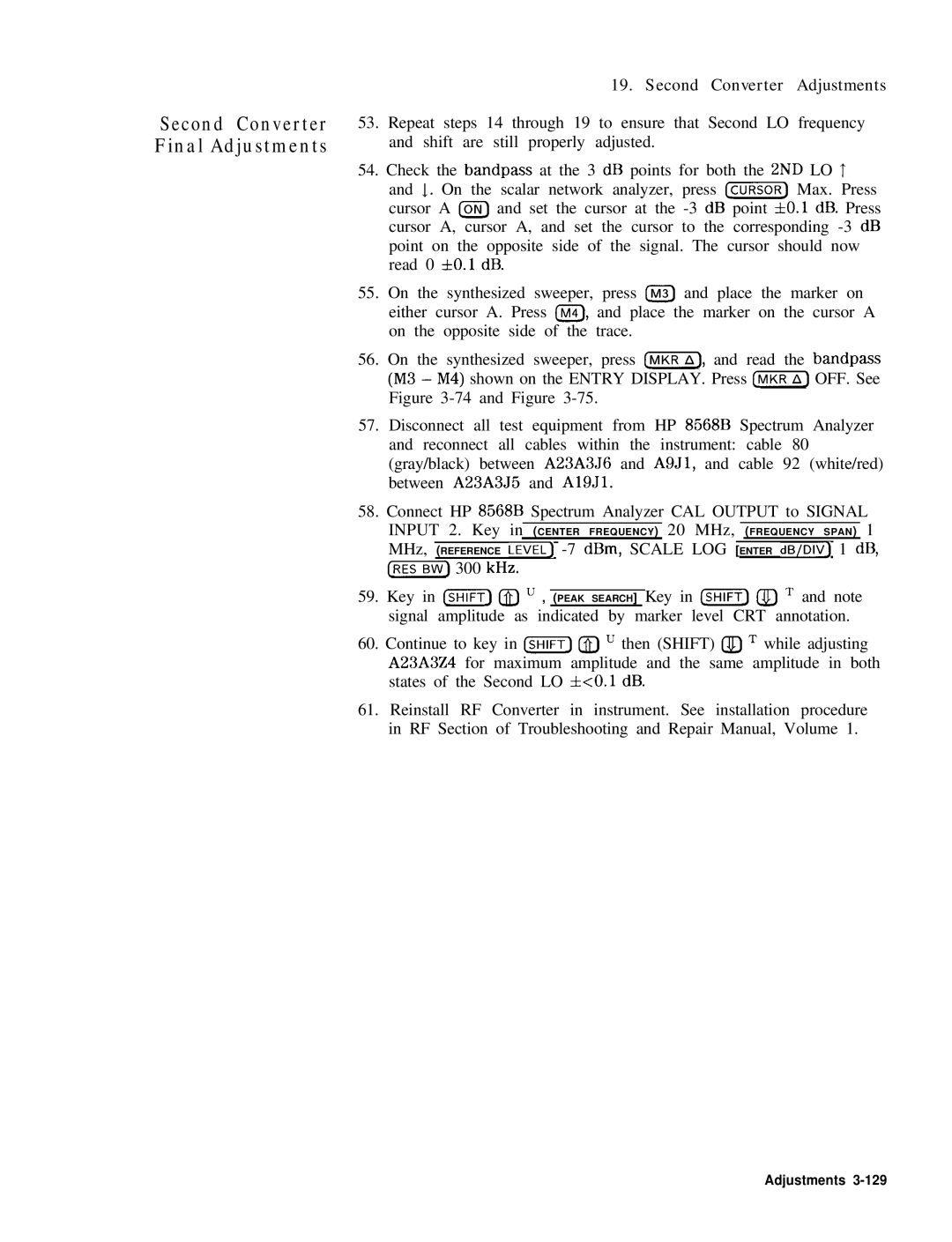 HP 8568B manual Second Converter Final Adjustments 