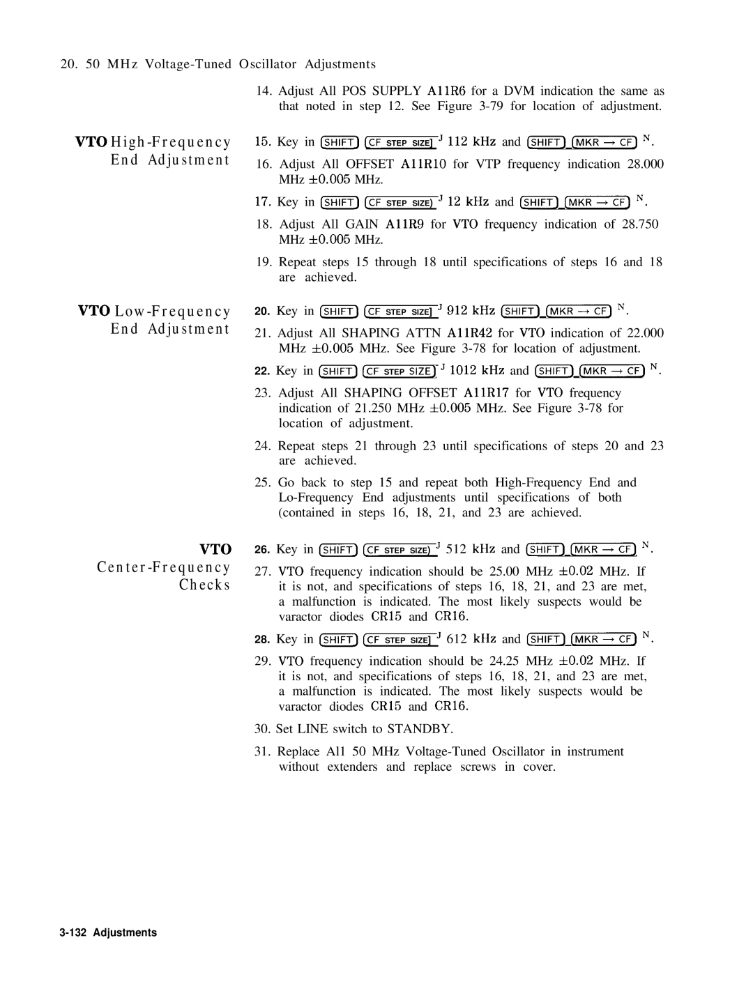 HP 8568B manual VT0, Center-Frequency Checks 