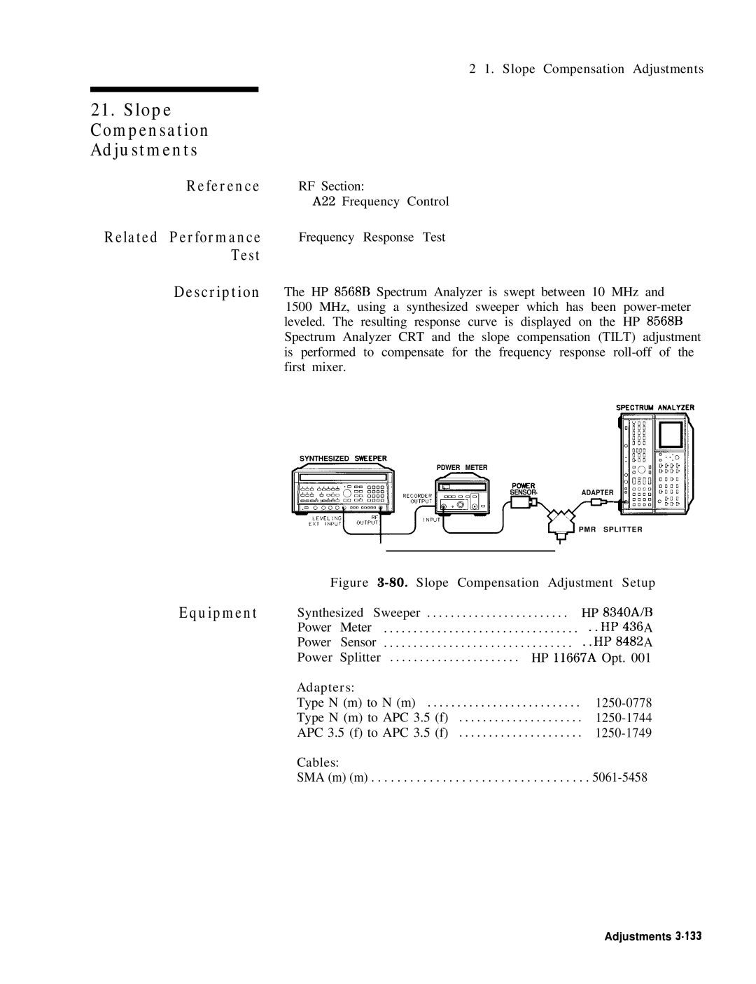 HP 8568B manual Slope Compensation Adjustments, SMA m m 