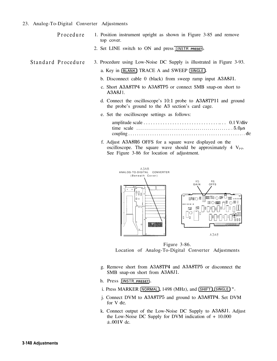 HP 8568B manual Location of Analog-To-Digital Converter Adjustments 