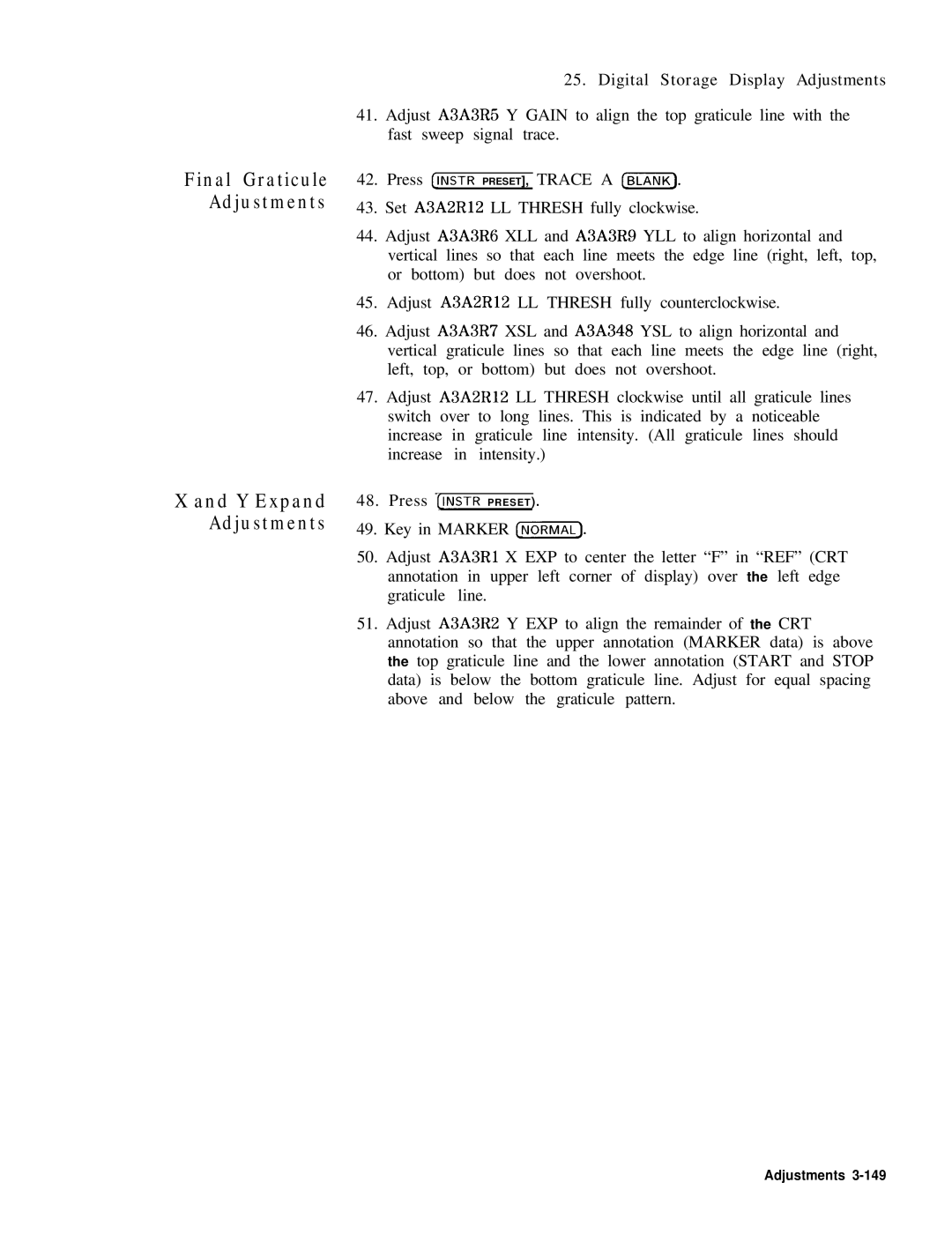 HP 8568B manual Final Graticule Adjustments Y Expand Adjustments 