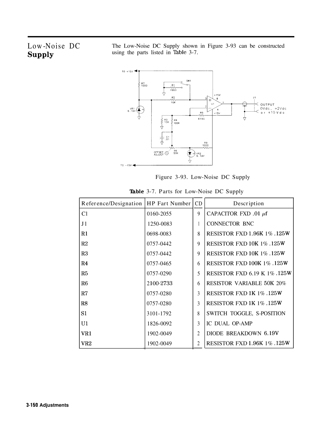 HP 8568B manual Low-Noise DC SUPPlY 