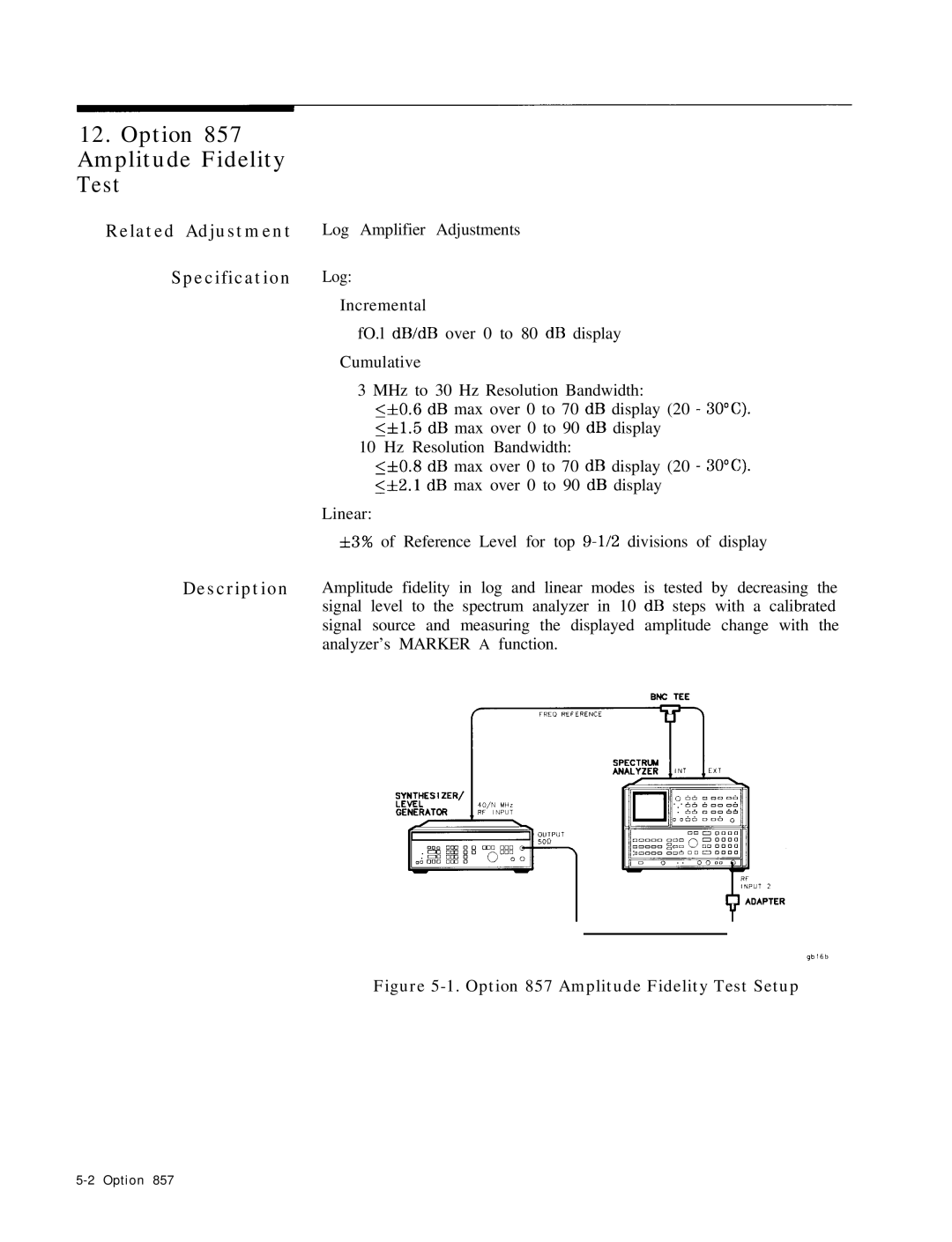 HP 8568B manual Specification Log, Related Adjustment Log Amplifier Adjustments 