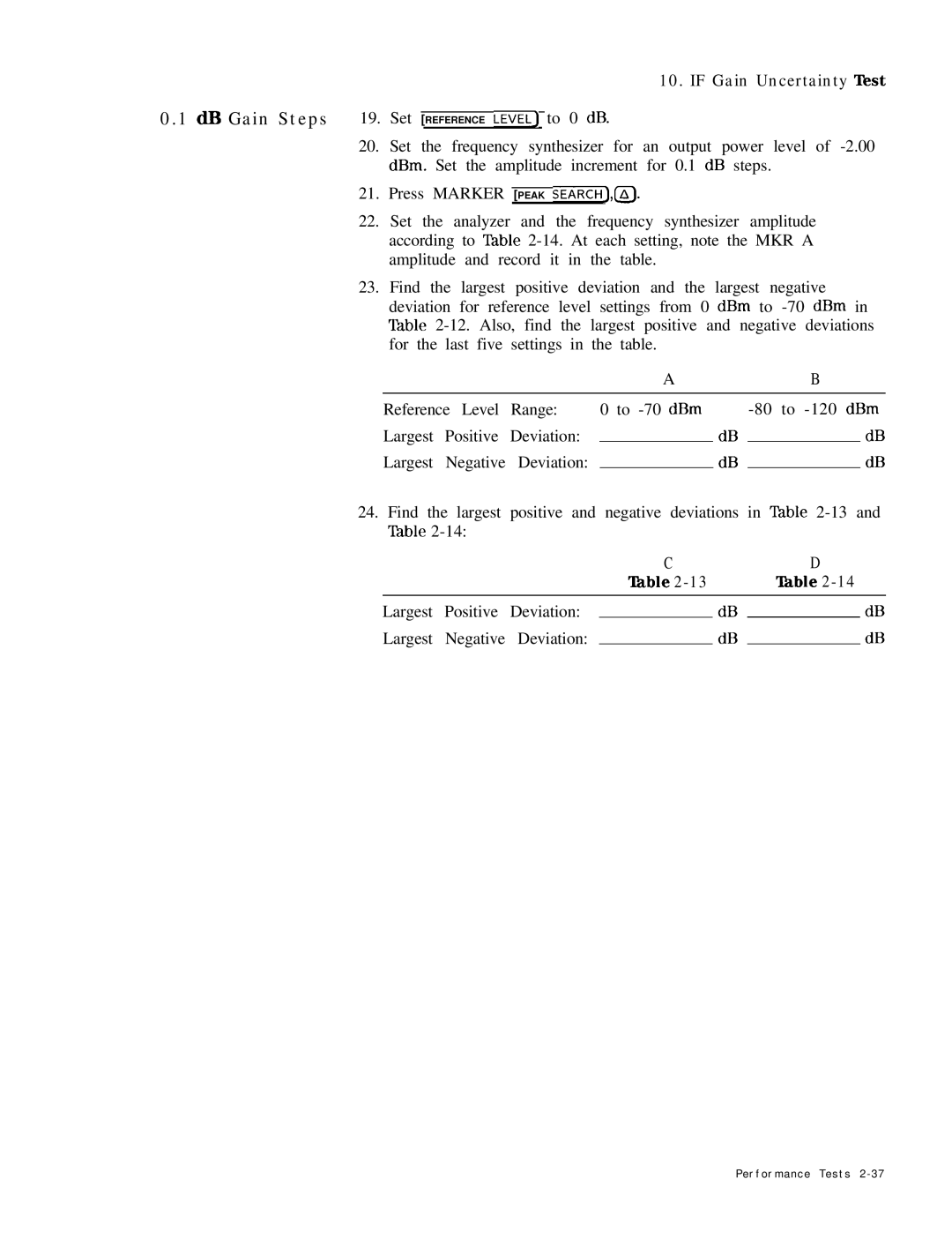 HP 8568B manual Largest Positive Deviation Negative 