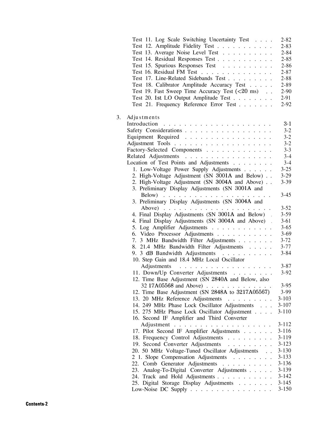 HP 8568B manual Adjustments 