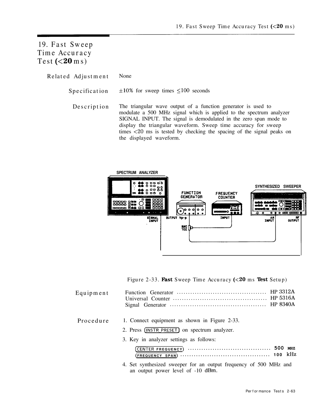 HP 8568B manual Related Adjustment None, Universal, HP 5316A, HP 8340A 