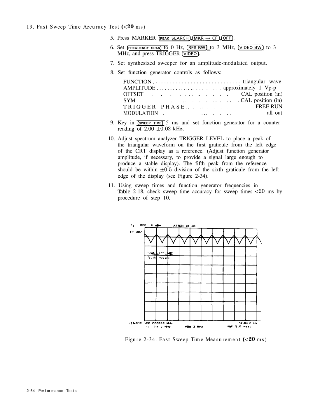 HP 8568B manual Triangular wave, Approximately 1 Vp-p, SYM CAL position, A S E, All out 