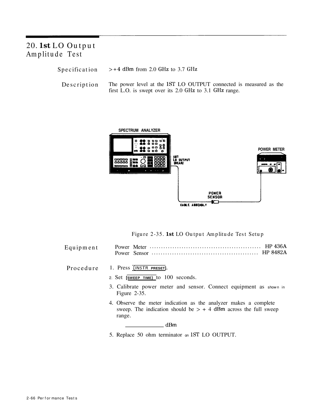 HP 8568B manual St LO Output Amplitude Test 