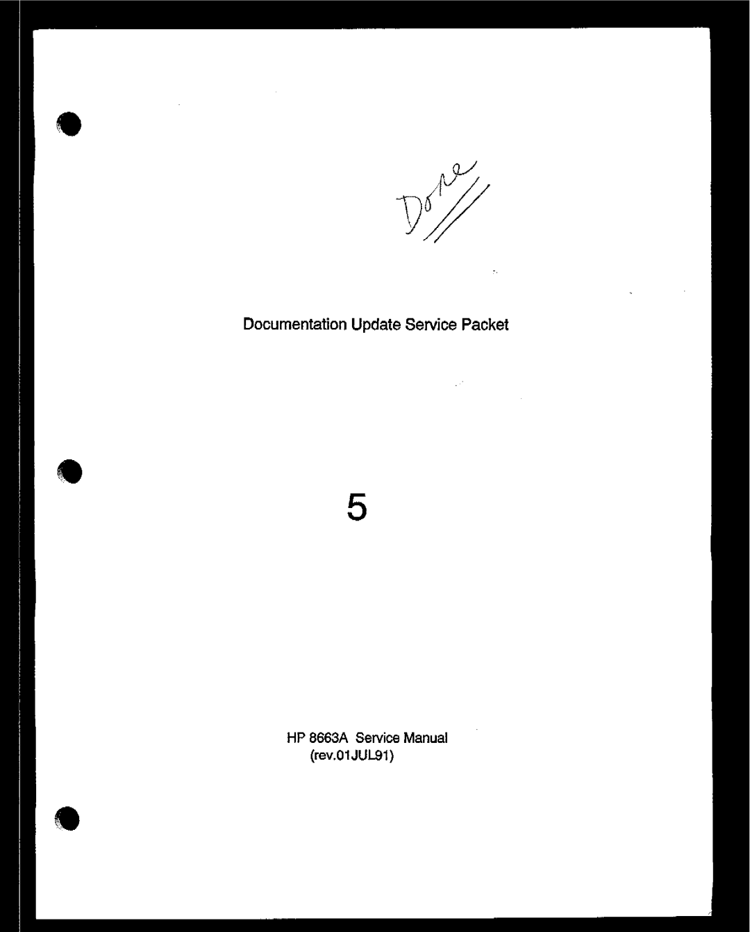 HP 8663A manual Documentation Uodate Service Packet 