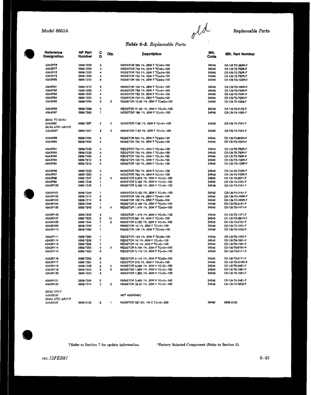 HP manual Model 8663A Repheable 