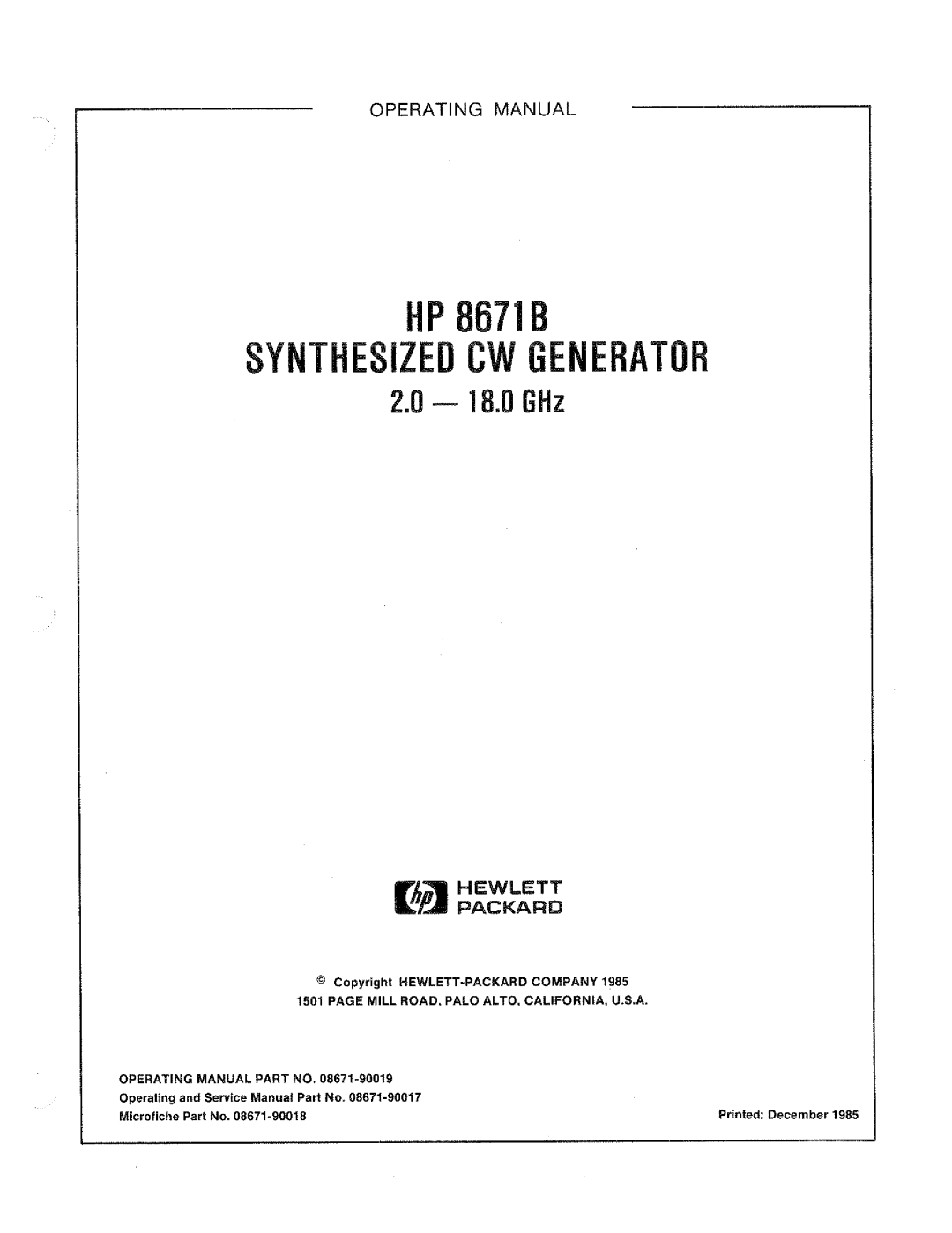 HP 8671B manual 