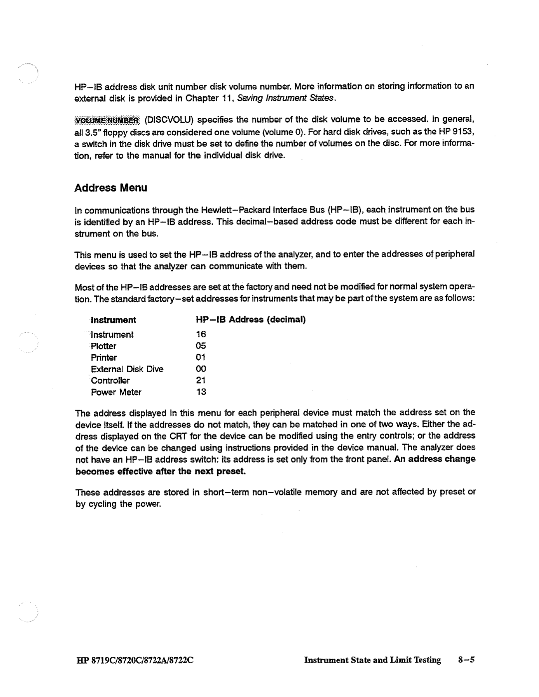 HP 8722A, 8720, 8719 manual 