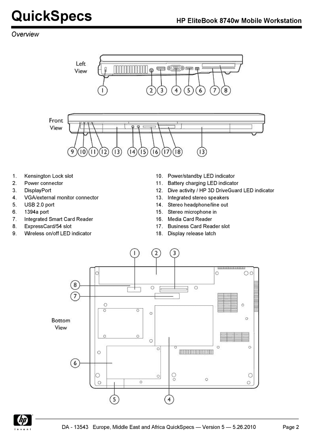 HP 8740w manual QuickSpecs 