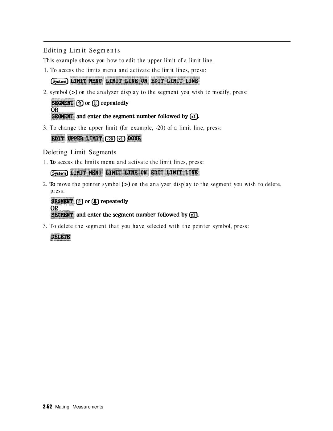 HP 8753E manual Editing Limit Segments, Deleting Limit Segments 