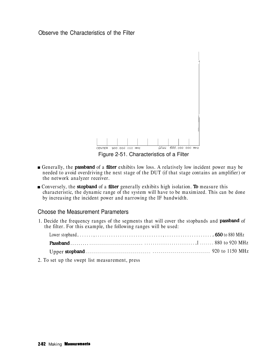 HP 8753E manual Observe the Characteristics of the Filter, Choose the Measurement Parameters 