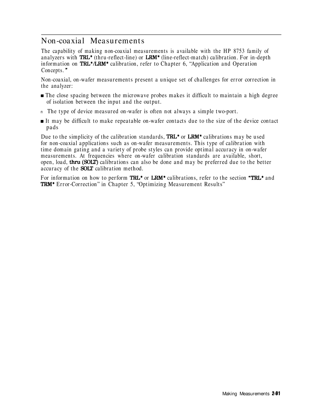 HP 8753E manual Non-coaxial Measurements 