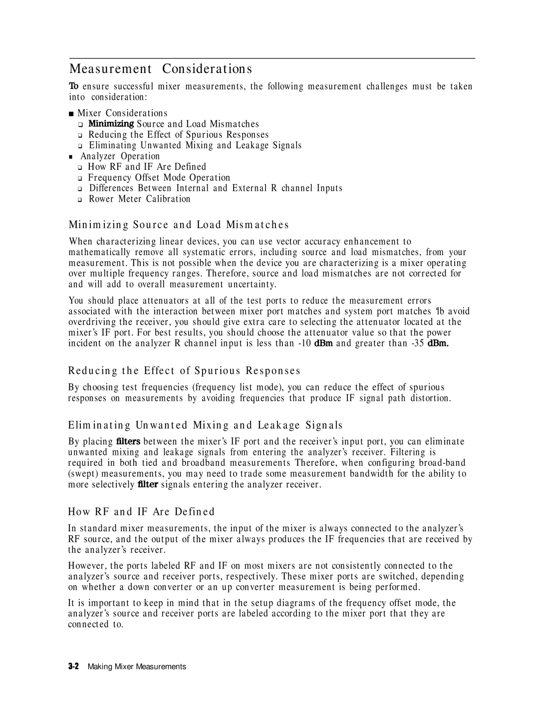 HP 8753E Measurement Considerations, Minimizing Source and Load Mismatches, Reducing the Effect of Spurious Responses 