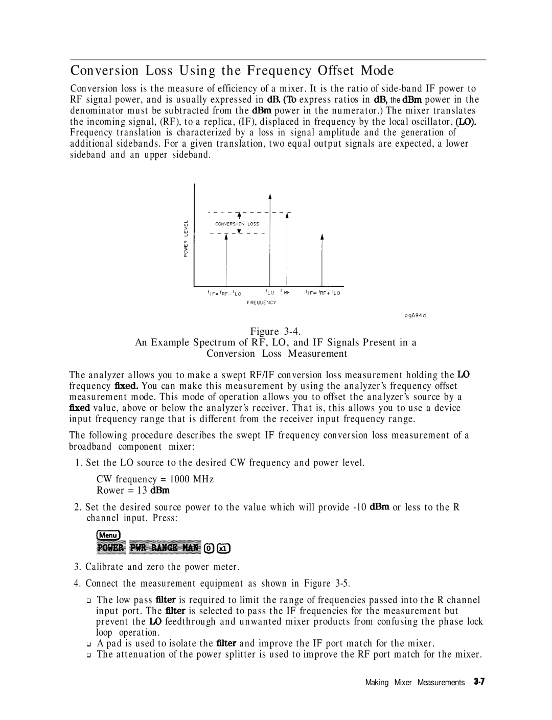 HP 8753E manual Conversion Loss Using the Frequency Offset Mode 