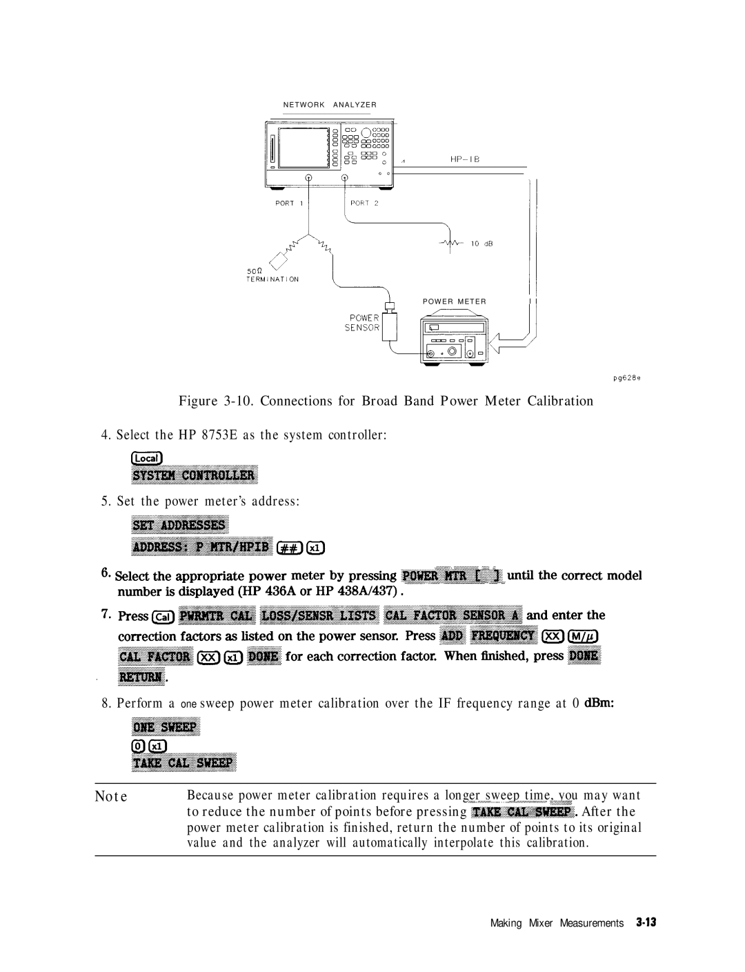 HP 8753E manual Connections for Broad Band Power Meter Calibration 