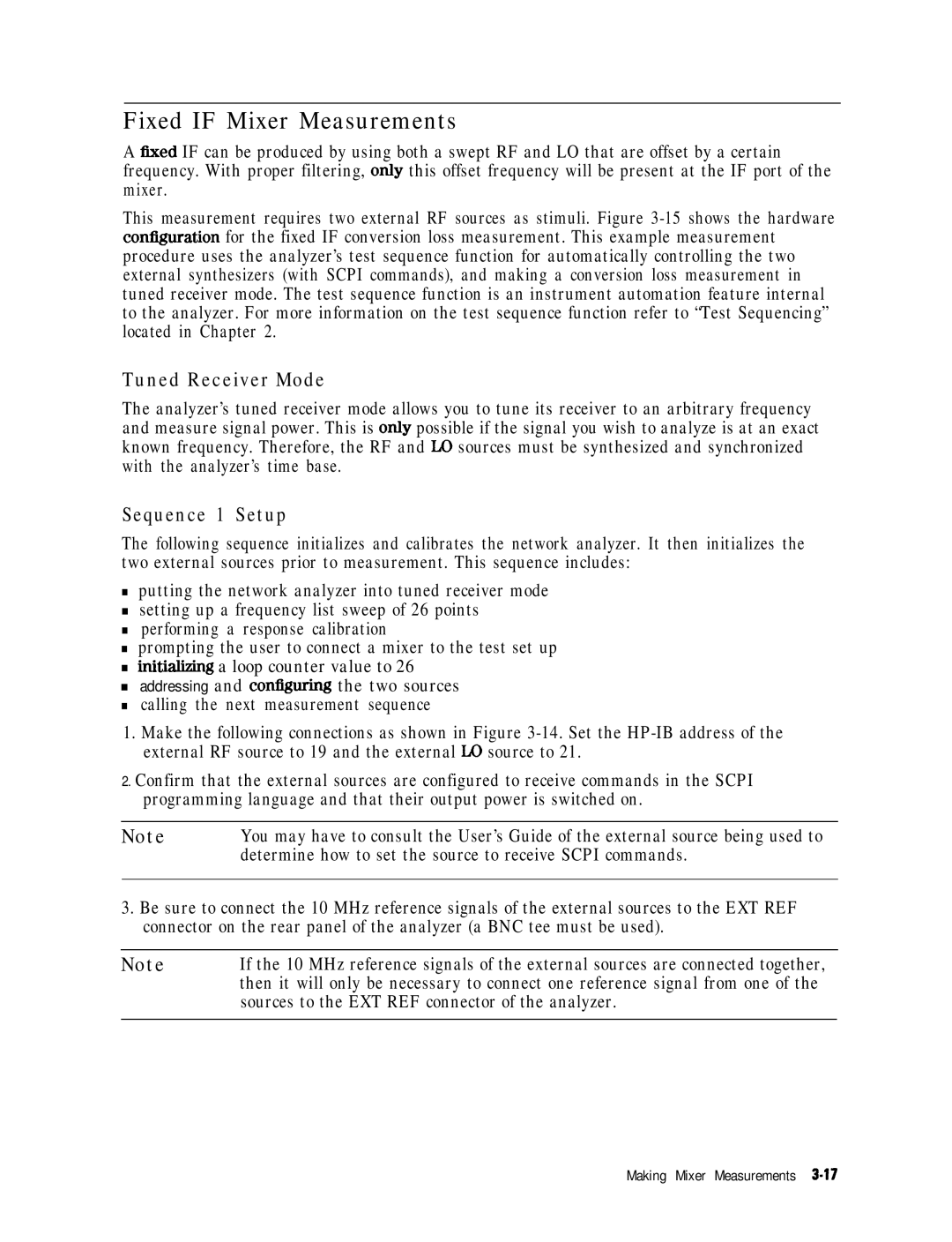 HP 8753E manual Fixed if Mixer Measurements, Tuned Receiver Mode, Sequence 1 Setup 