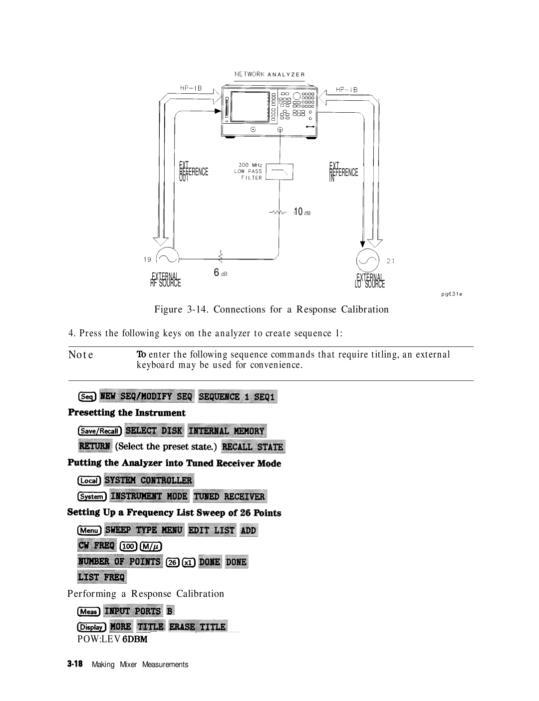 HP 8753E manual Press the following keys on the analyzer to create sequence, ~~~~~,~~ 