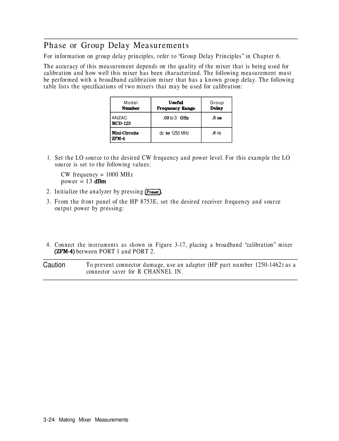 HP 8753E manual Phase or Group Delay Measurements 