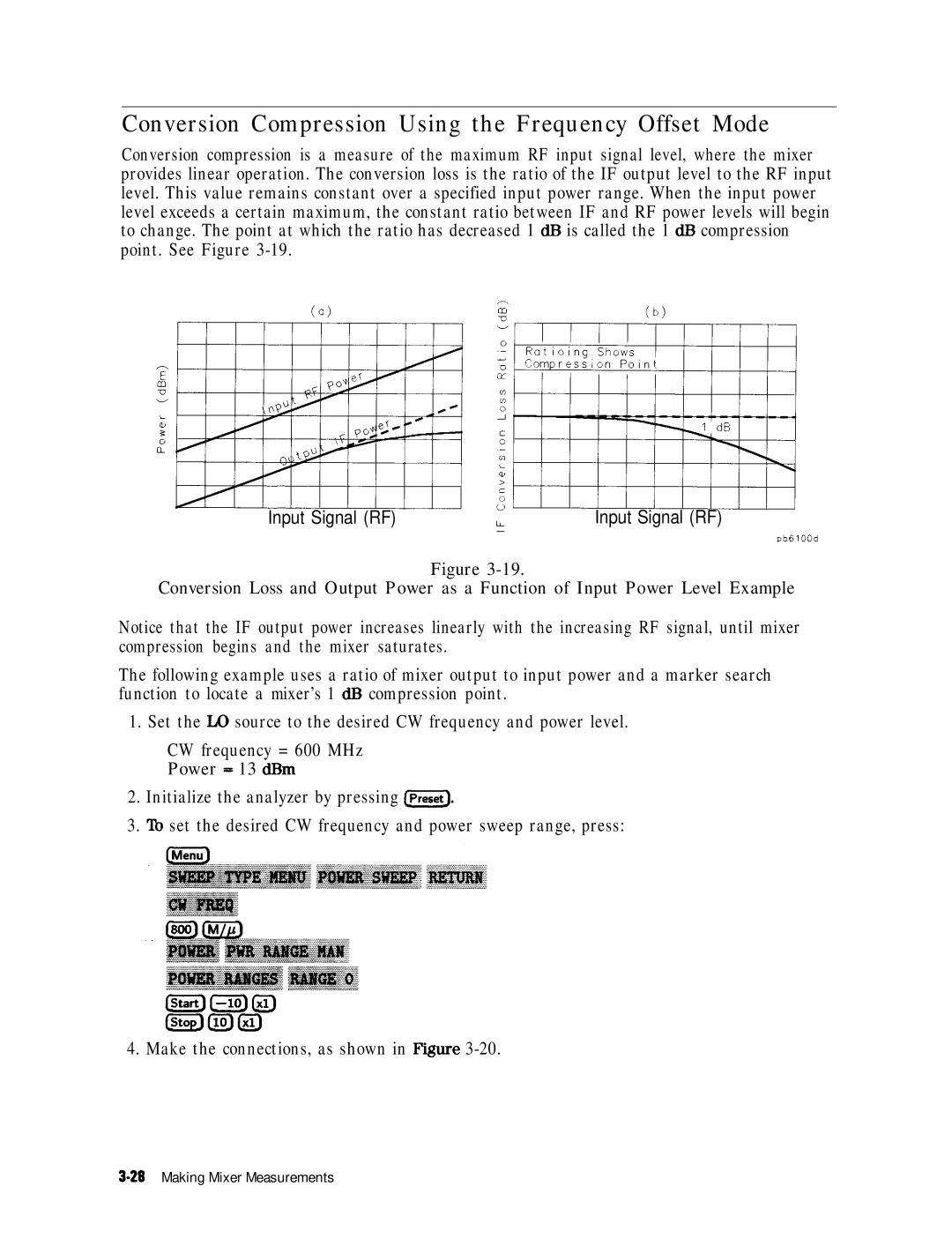 HP 8753E manual Conversion Compression Using the Frequency Offset Mode 