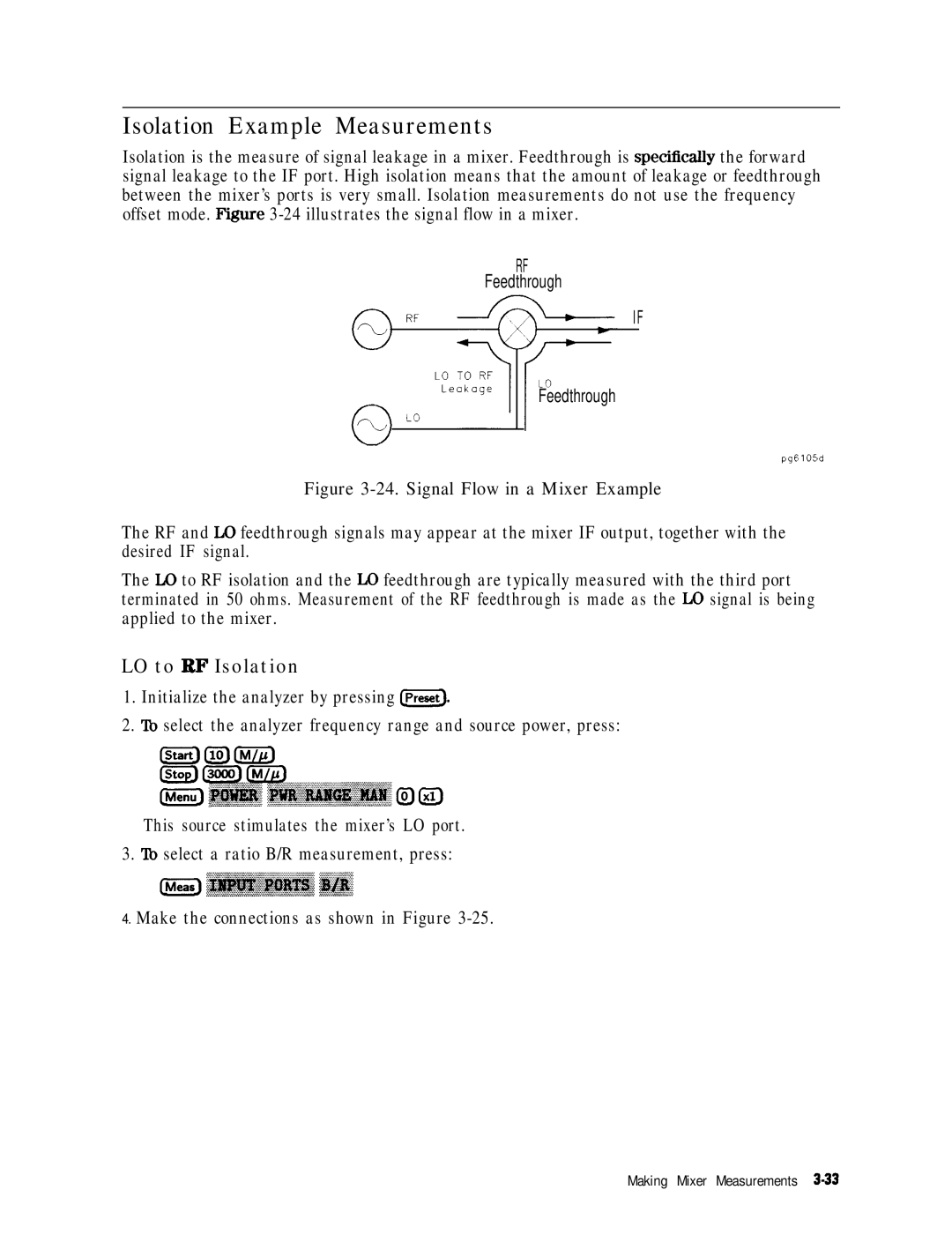 HP 8753E manual Isolation Example Measurements, LO to RF Isolation 