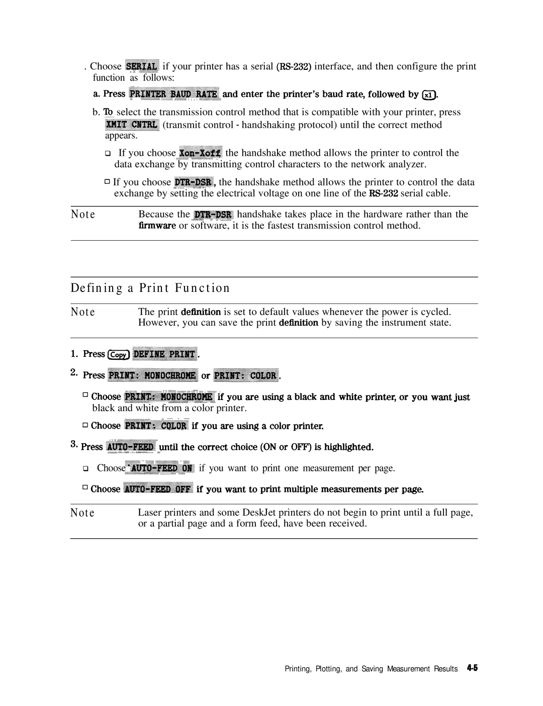 HP 8753E manual Defining a Print Function, Black and white from a color printer 