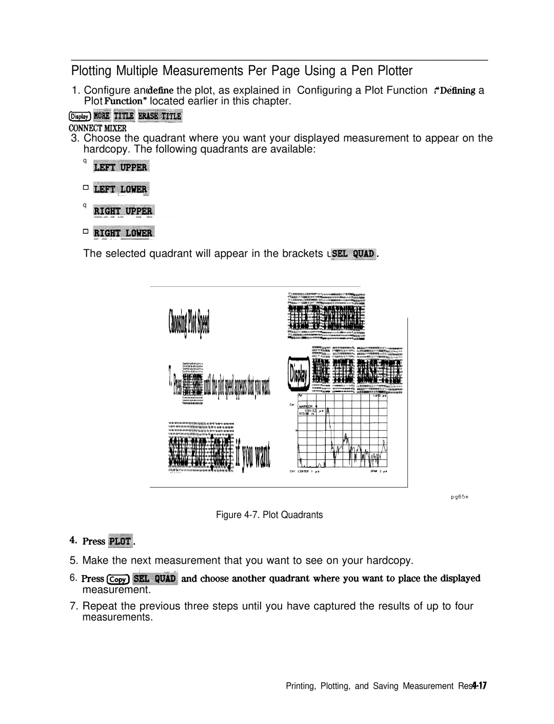 HP 8753E manual Plotting Multiple Measurements Per Page Using a Pen Plotter, Plot Quadrants 