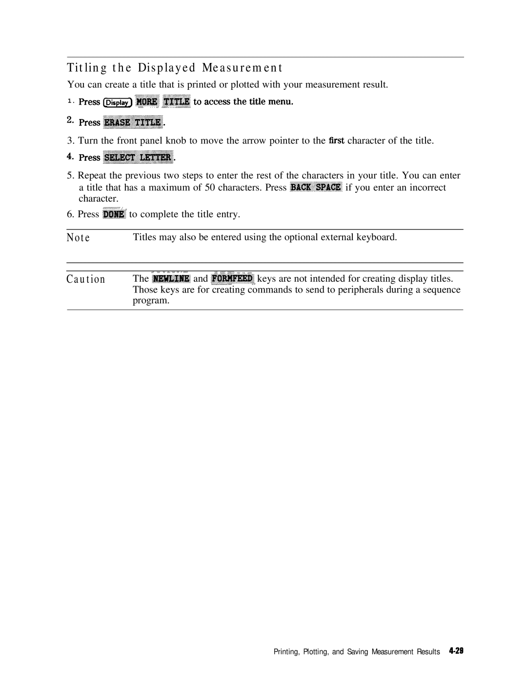 HP 8753E manual Titling the Displayed Measurement 