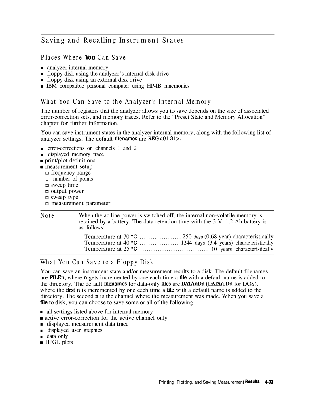 HP 8753E manual Saving and Recalling Instrument States, Places Where Ybu Can Save, What You Can Save to a Floppy Disk 