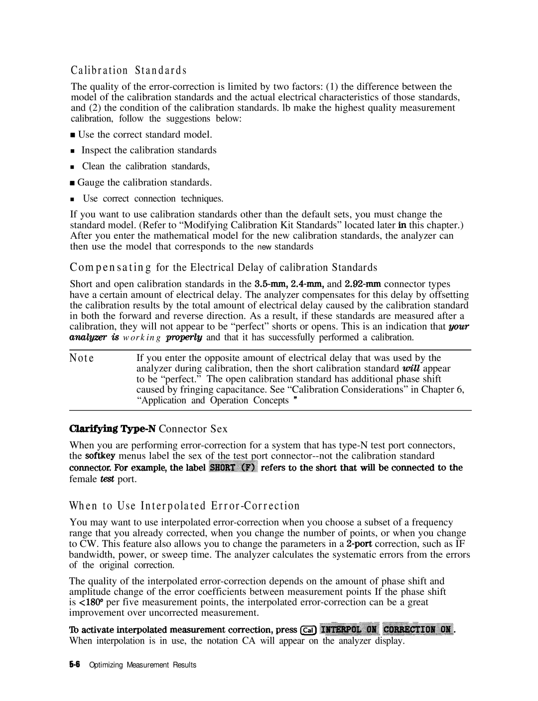 HP 8753E manual Calibration Standards, When to Use Interpolated Error-Correction 