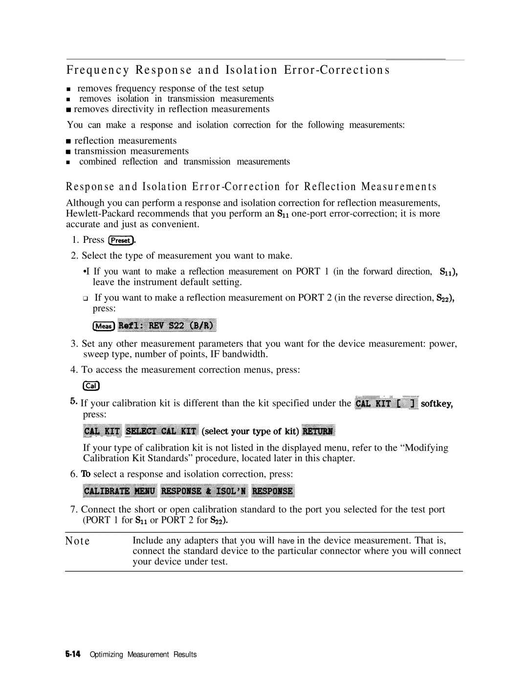 HP 8753E manual Frequency Response and Isolation Error-Corrections 