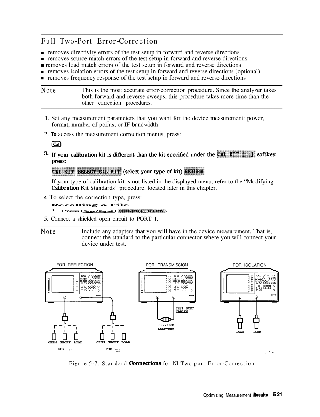 HP 8753E manual Full Two-Port Error-Correction, For Reflection For Transmission For Isolation 