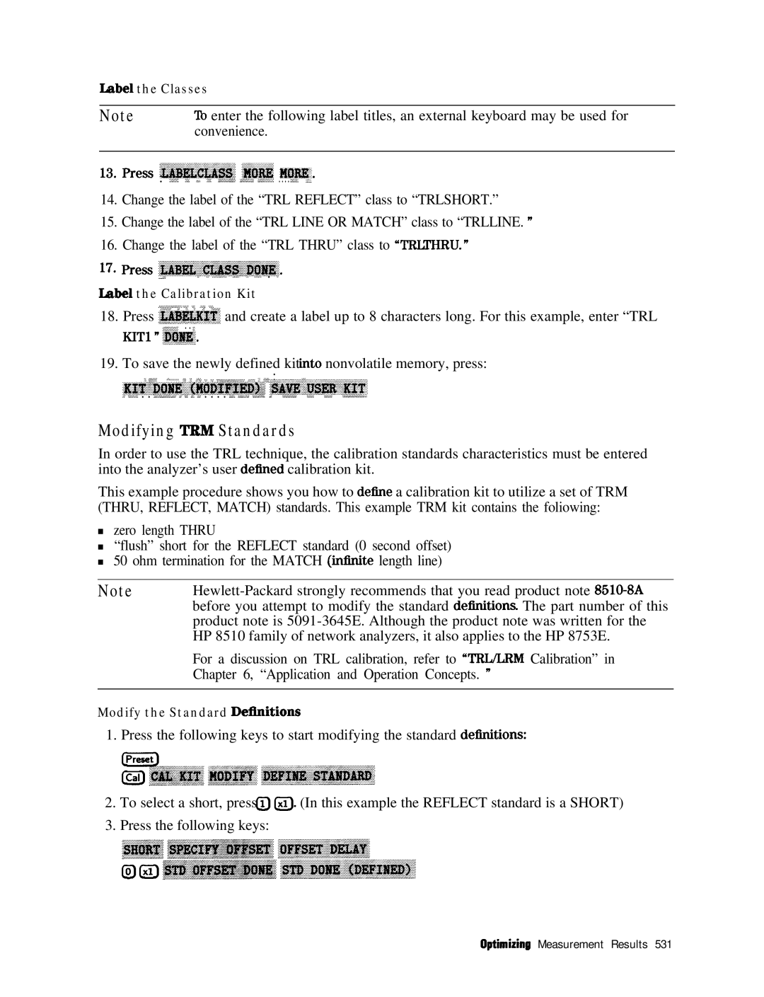 HP 8753E manual Modifying TRM Standards 