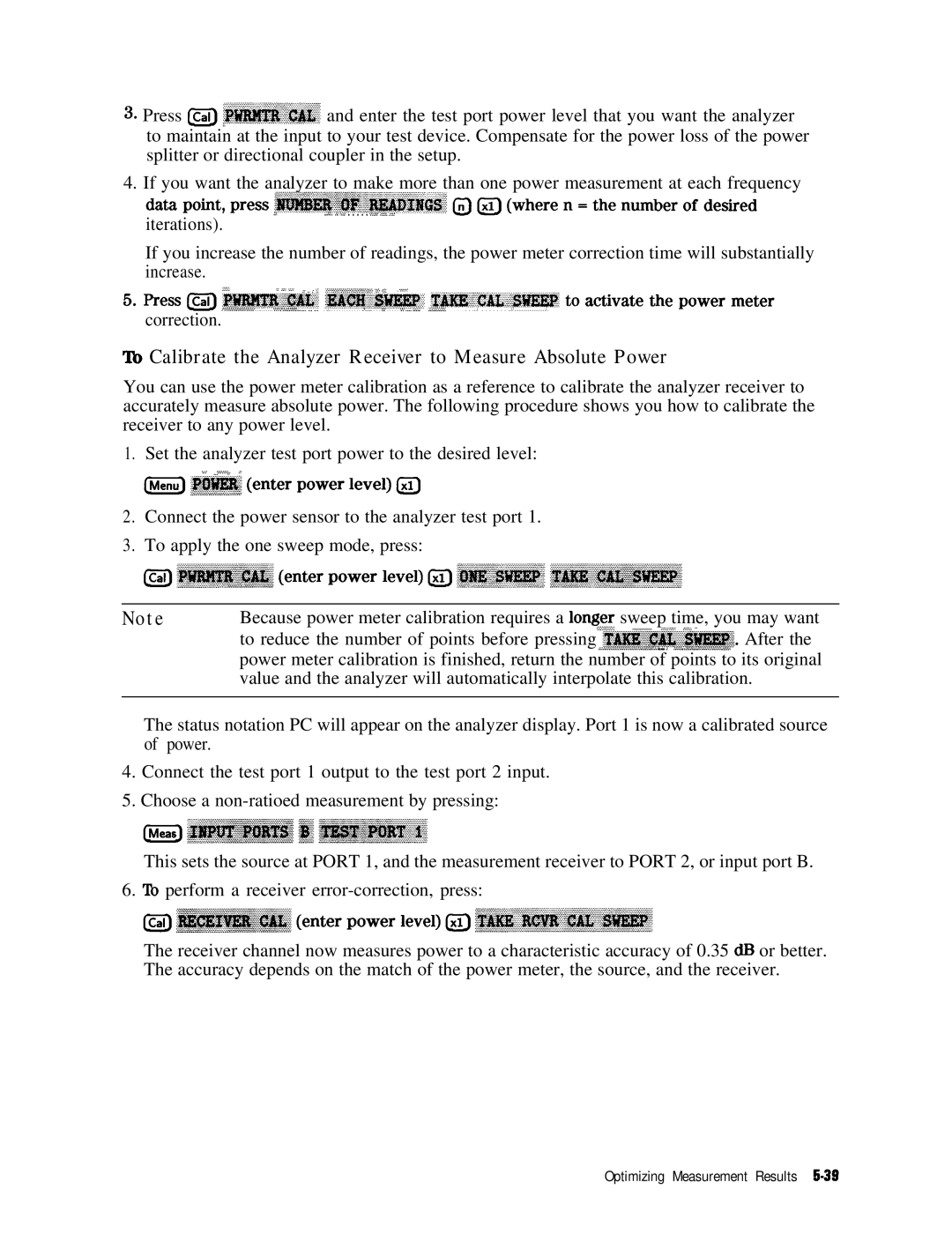 HP 8753E manual To Calibrate the Analyzer Receiver to Measure Absolute Power 