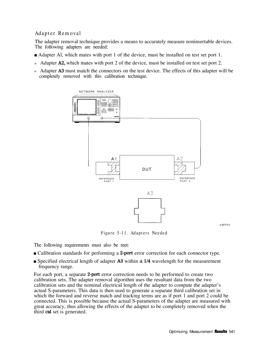 HP 8753E manual Adapter Removal, Adapters Needed 