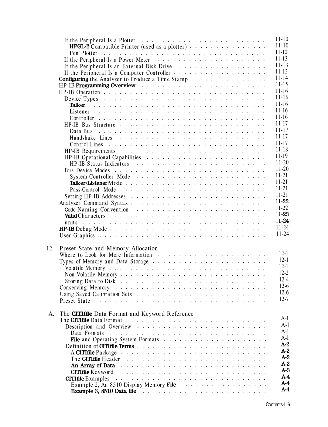 HP 8753E manual Preset State and Memory Allocation, CITIfUe Data Format and Keyword Reference 