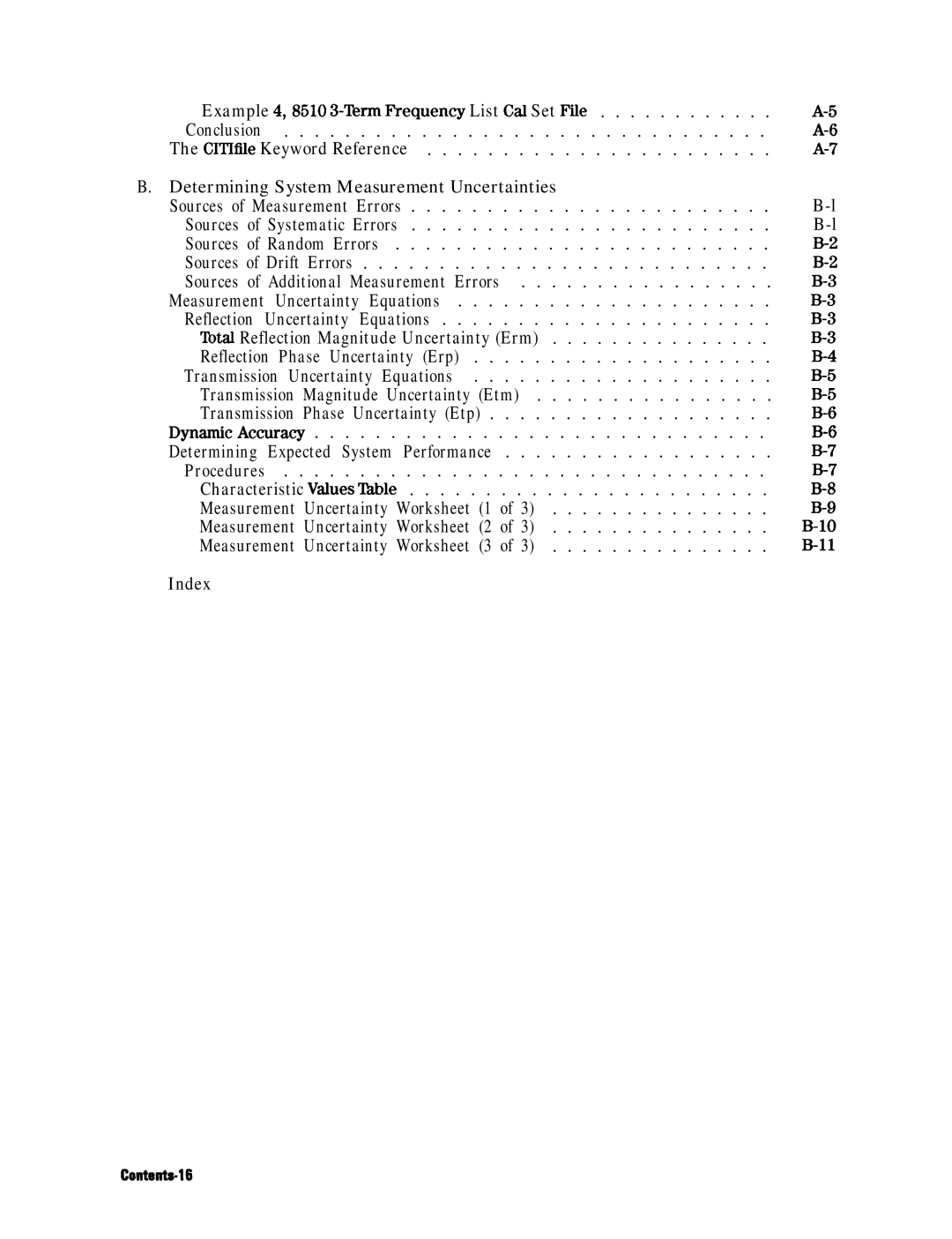 HP 8753E manual Determining System Measurement Uncertainties, Index 