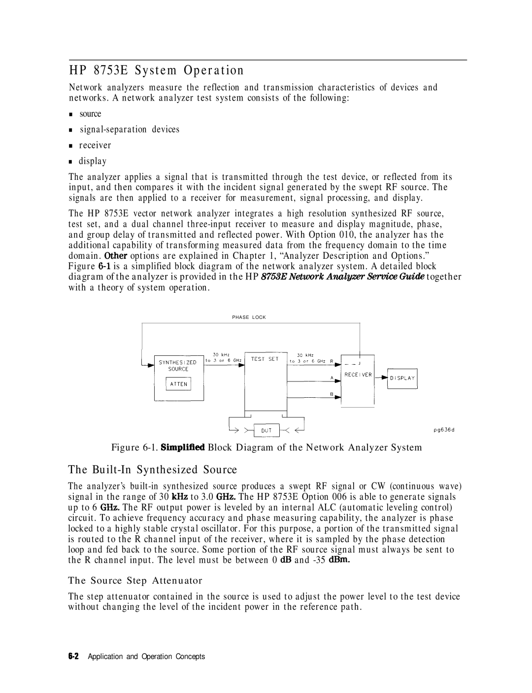 HP manual HP 8753E System Operation, Built-In Synthesized Source, Signal-separation devices Receiver Display 