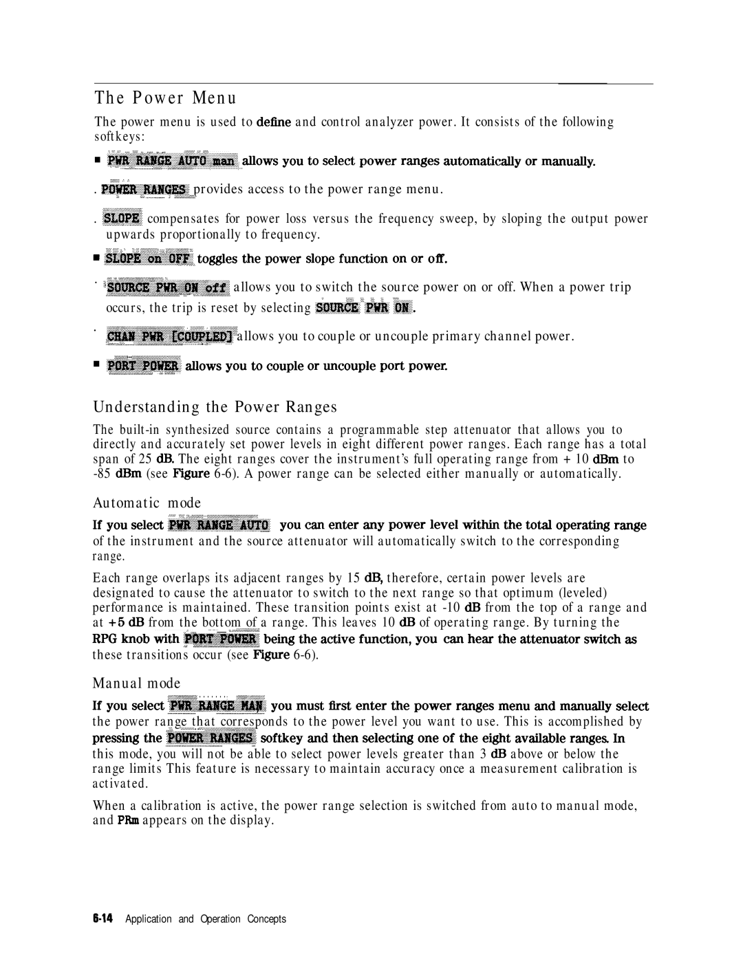 HP 8753E manual Power Menu, Understanding the Power Ranges 