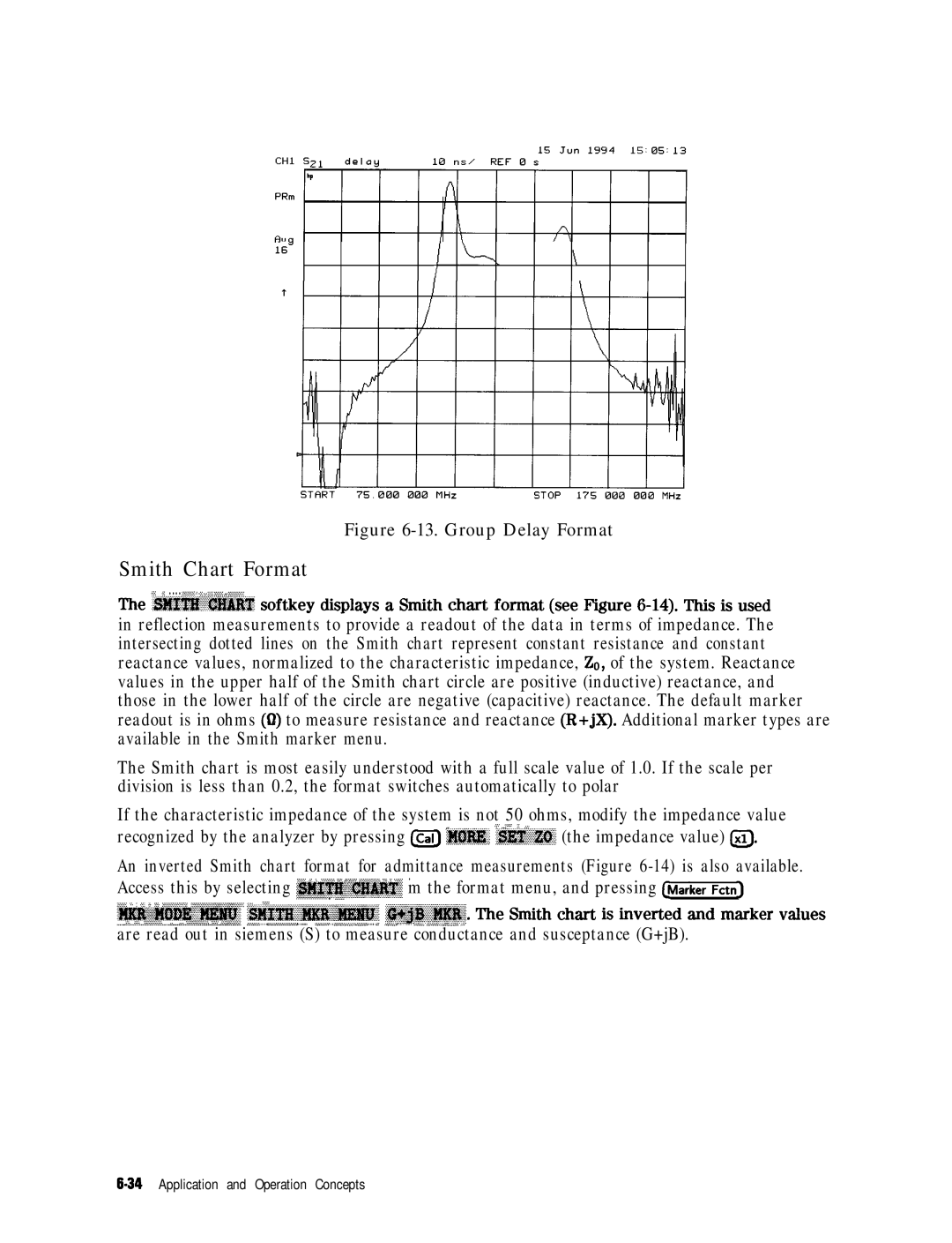 HP 8753E manual Smith Chart Format, Group Delay Format 