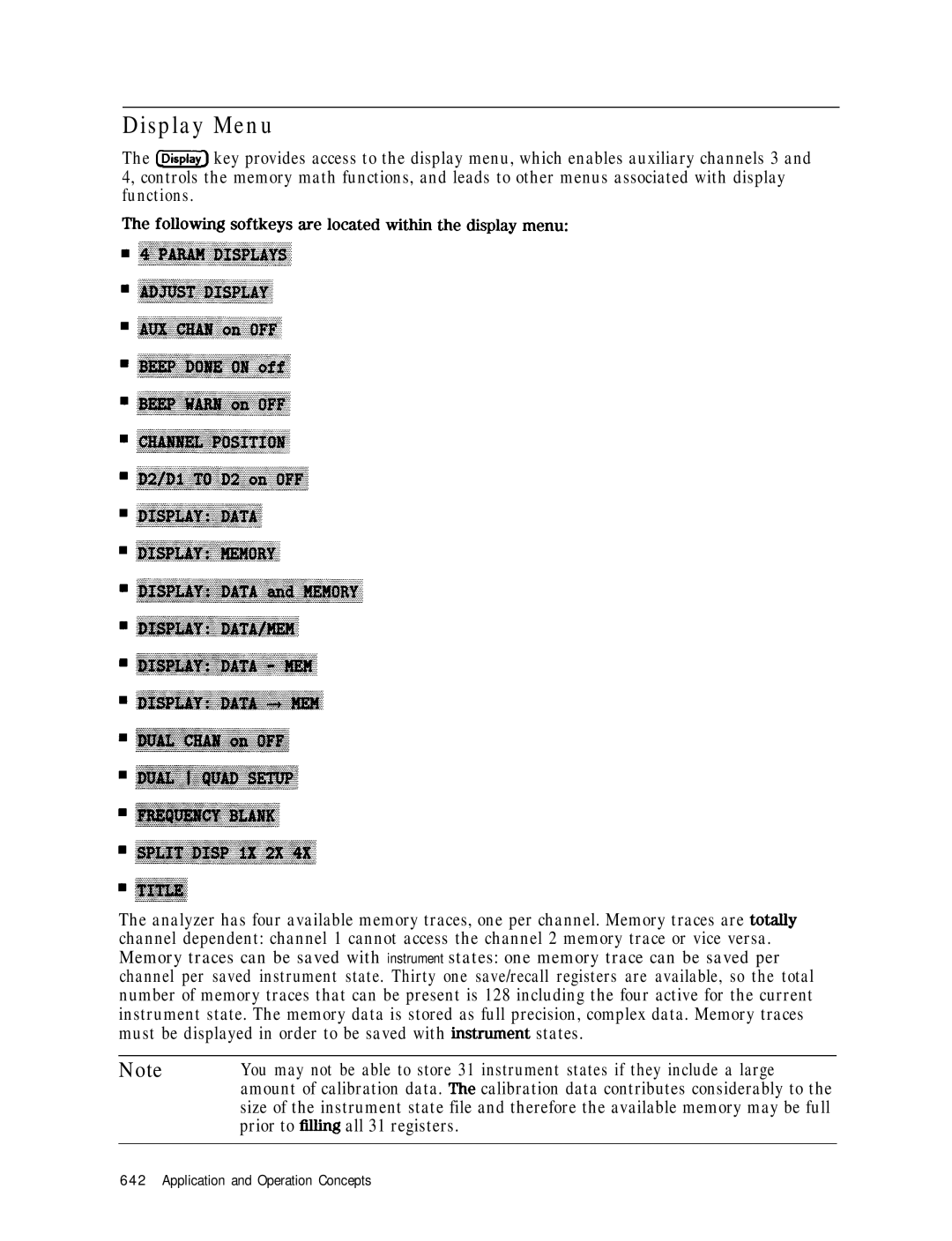 HP 8753E manual Display Menu 